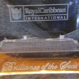 Royal Caribbean Brilliance of The Sea 3D Etched Crystal Block Cruise Paperweight